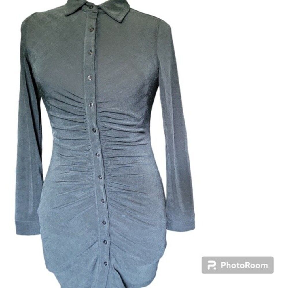 LA HEARTS RUNCHY GREY MINI DRESS